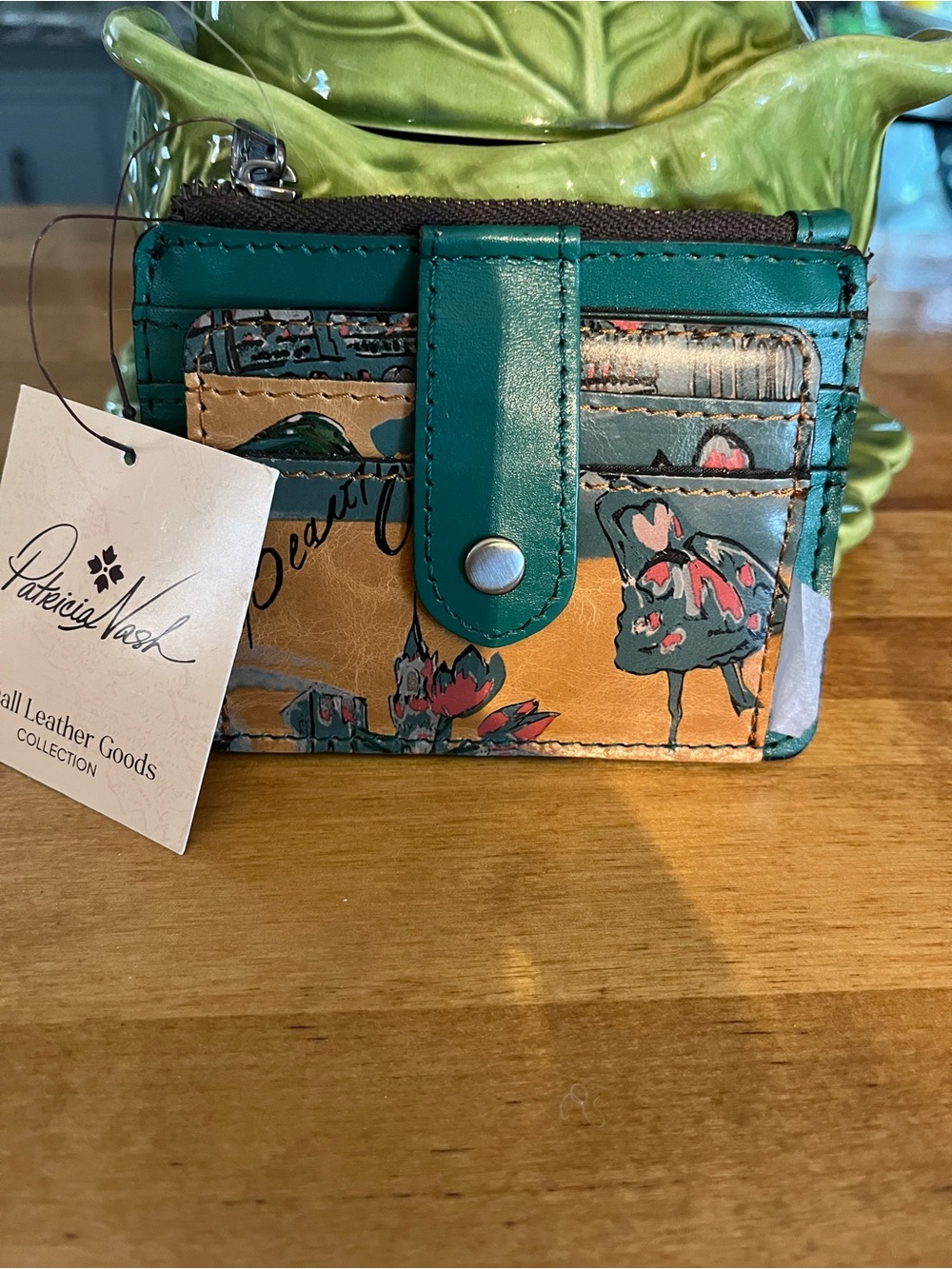 PATRICIA NASH LEATHER BEAUTIFUL GIRL CASSIS CREDIT CARD WALLET RFID - NWT